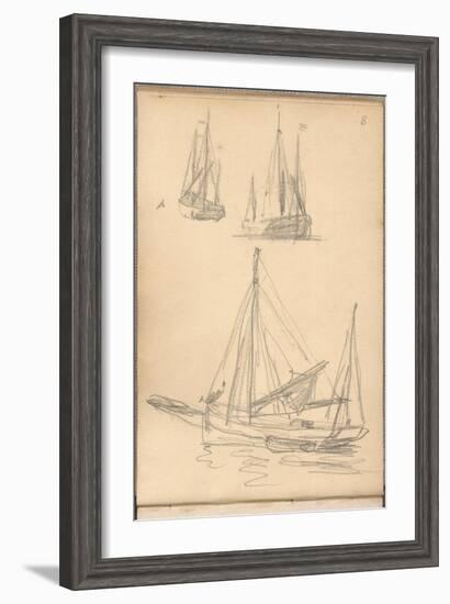 Study of Boats (Pencil on Paper)-Claude Monet-Framed Giclee Print