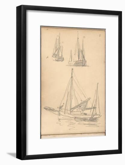 Study of Boats (Pencil on Paper)-Claude Monet-Framed Giclee Print