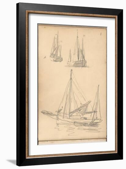 Study of Boats (Pencil on Paper)-Claude Monet-Framed Giclee Print