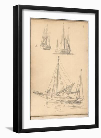 Study of Boats (Pencil on Paper)-Claude Monet-Framed Giclee Print