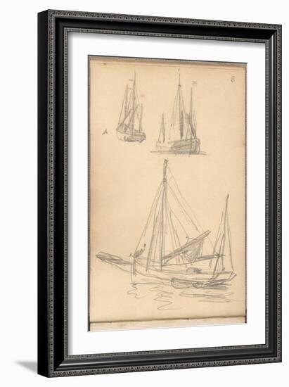 Study of Boats (Pencil on Paper)-Claude Monet-Framed Giclee Print