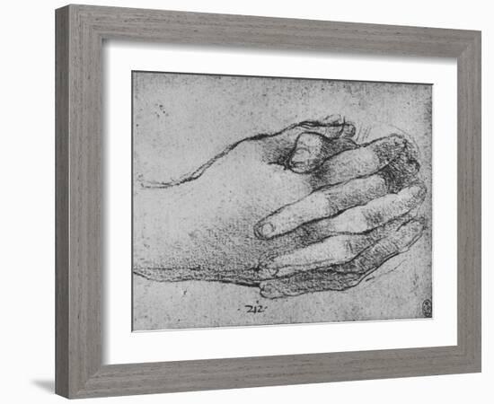 'Study of Clasped Hands', c1480 (1945)-Leonardo Da Vinci-Framed Giclee Print