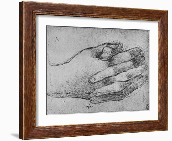 'Study of Clasped Hands', c1480 (1945)-Leonardo Da Vinci-Framed Giclee Print