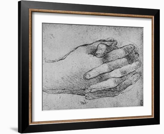 'Study of Clasped Hands', c1480 (1945)-Leonardo Da Vinci-Framed Giclee Print