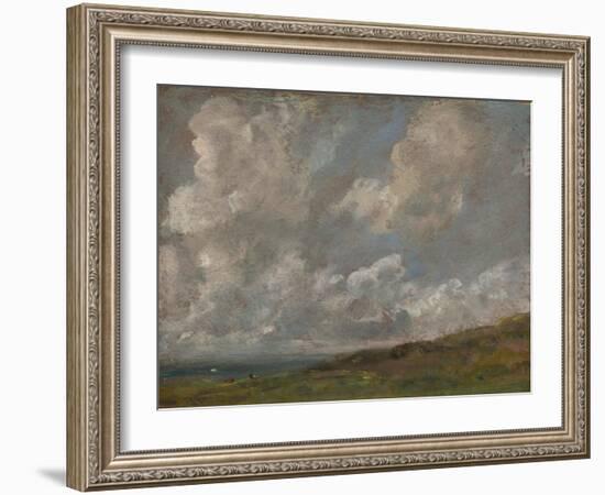 Study of Clouds over a Landscape, C.1821-22 (Oil on Laminate Cardboard, Mounted on Canvas)-John Constable-Framed Giclee Print