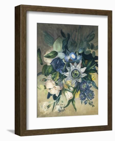 Study of Convulvulus, Passion Flower and Rose, c.1840-null-Framed Premium Giclee Print