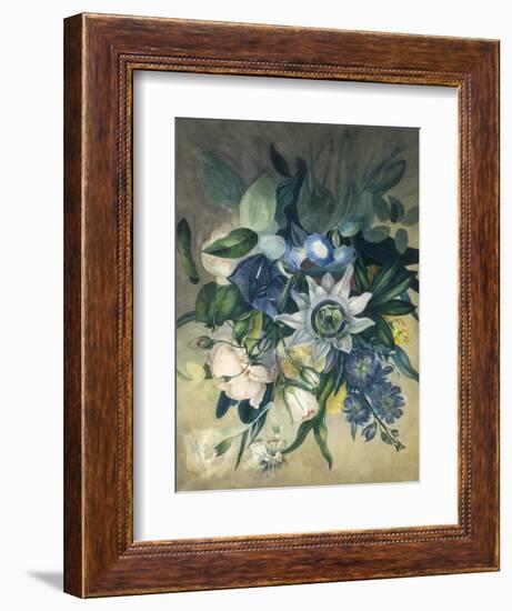 Study of Convulvulus, Passion Flower and Rose, c.1840-null-Framed Premium Giclee Print