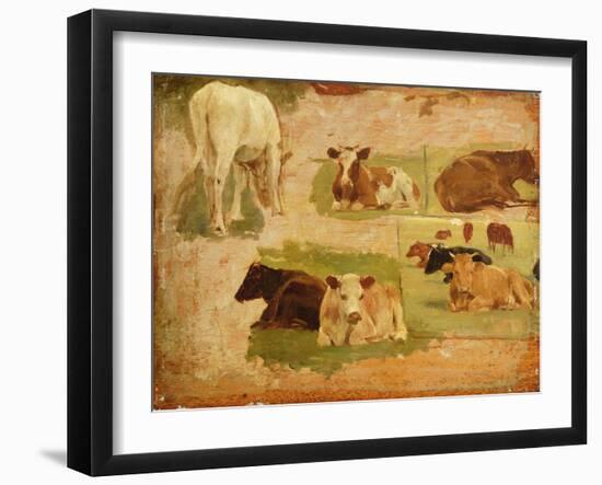 Study of Cows, C.1860-Eug?ne Boudin-Framed Giclee Print