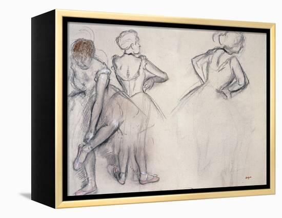 Study of Dancers; Etude De Danseuses-Edgar Degas-Framed Premier Image Canvas