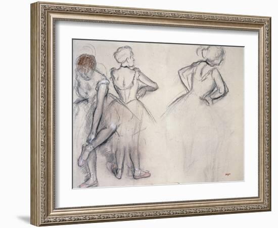 Study of Dancers; Etude De Danseuses-Edgar Degas-Framed Giclee Print