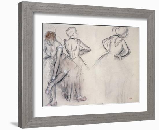 Study of Dancers; Etude De Danseuses-Edgar Degas-Framed Giclee Print
