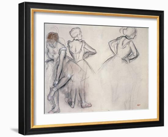 Study of Dancers; Etude De Danseuses-Edgar Degas-Framed Giclee Print