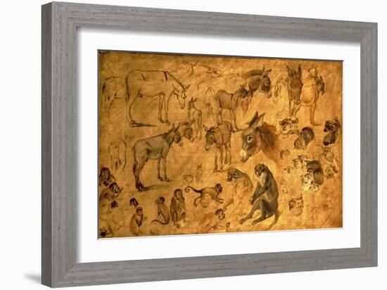 Study of Donkeys, Kittens and Monkeys, 1616-Jan Brueghel the Elder-Framed Giclee Print