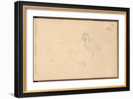 Study of Ducks (Pencil on Paper)-Claude Monet-Framed Giclee Print