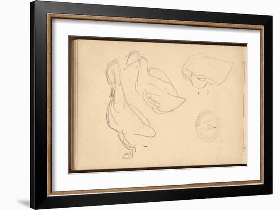 Study of Ducks (Pencil on Paper)-Claude Monet-Framed Giclee Print