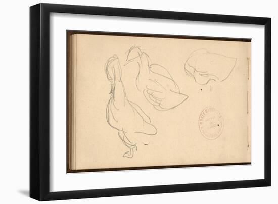 Study of Ducks (Pencil on Paper)-Claude Monet-Framed Giclee Print