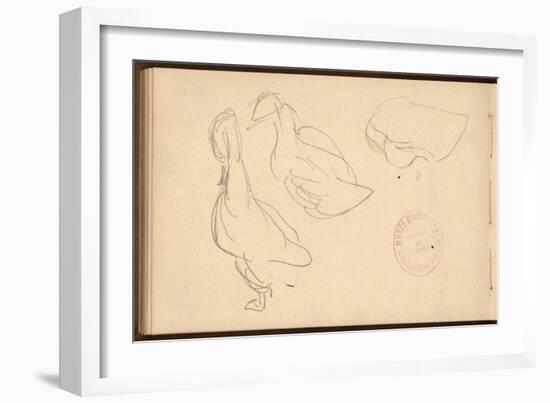 Study of Ducks (Pencil on Paper)-Claude Monet-Framed Giclee Print