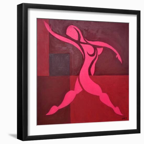 Study of Figure in Cubic Space Pink Version-Guilherme Pontes-Framed Giclee Print