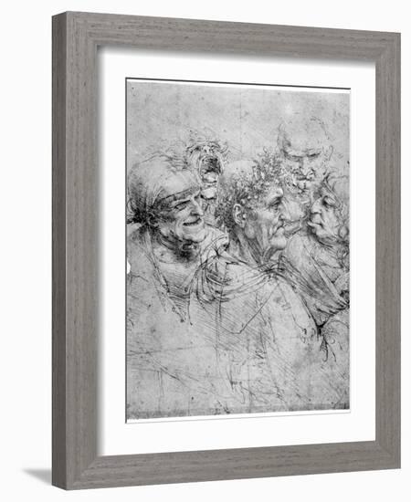 Study of Five Grotesque Heads, C1494-Leonardo da Vinci-Framed Giclee Print