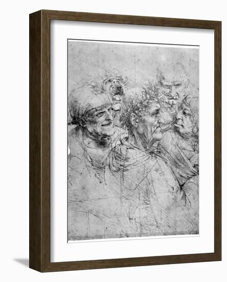 Study of Five Grotesque Heads, C1494-Leonardo da Vinci-Framed Giclee Print