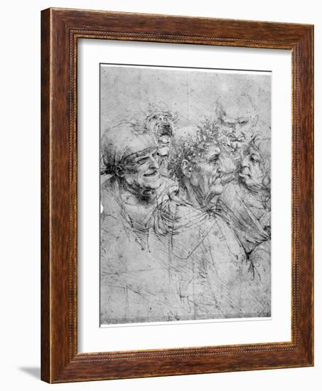 Study of Five Grotesque Heads, C1494-Leonardo da Vinci-Framed Giclee Print