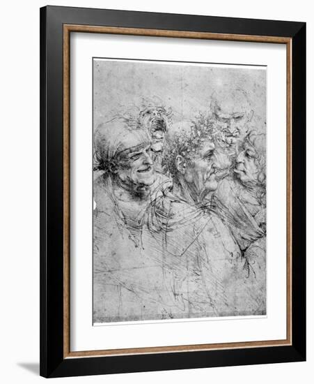 Study of Five Grotesque Heads, C1494-Leonardo da Vinci-Framed Giclee Print