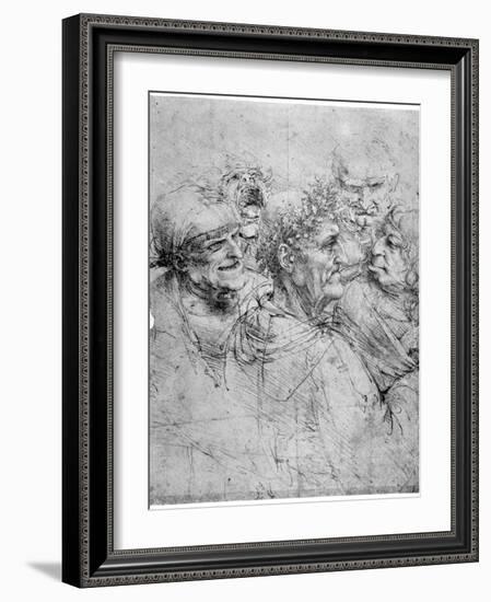 Study of Five Grotesque Heads, C1494-Leonardo da Vinci-Framed Giclee Print