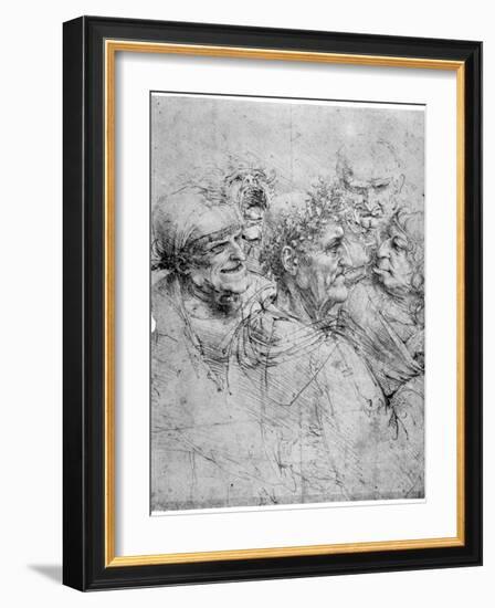 Study of Five Grotesque Heads, C1494-Leonardo da Vinci-Framed Giclee Print