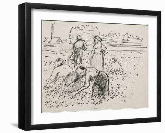 Study of Five Peasant Figures Working in a Field, 1887-Camille Pissarro-Framed Giclee Print