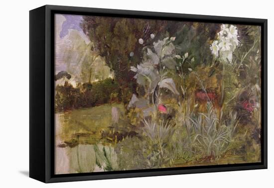 Study of Flowers and Foliage, for 'The Enchanted Garden'-John William Waterhouse-Framed Premier Image Canvas