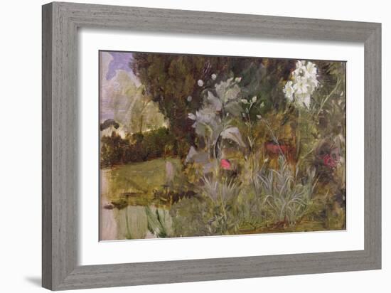 Study of Flowers and Foliage, for 'The Enchanted Garden'-John William Waterhouse-Framed Giclee Print