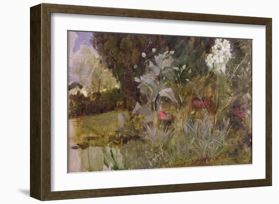 Study of Flowers and Foliage, for 'The Enchanted Garden'-John William Waterhouse-Framed Giclee Print