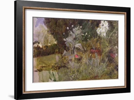 Study of Flowers and Foliage, for 'The Enchanted Garden'-John William Waterhouse-Framed Giclee Print