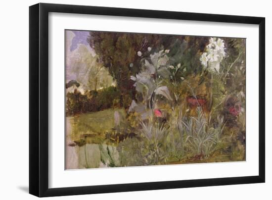 Study of Flowers and Foliage, for 'The Enchanted Garden'-John William Waterhouse-Framed Giclee Print