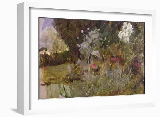 Study of Flowers and Foliage, for 'The Enchanted Garden'-John William Waterhouse-Framed Giclee Print