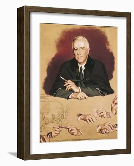 Study of Franklin Delano Roosevelt for the Painting "Big Three at Yalta"-Douglas Chandor-Framed Art Print