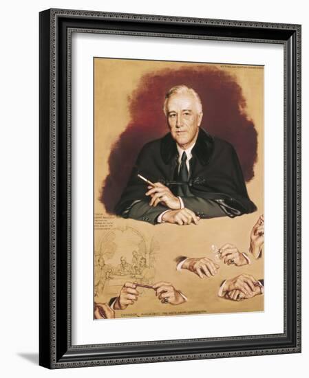 Study of Franklin Delano Roosevelt for the Painting "Big Three at Yalta"-Douglas Chandor-Framed Art Print