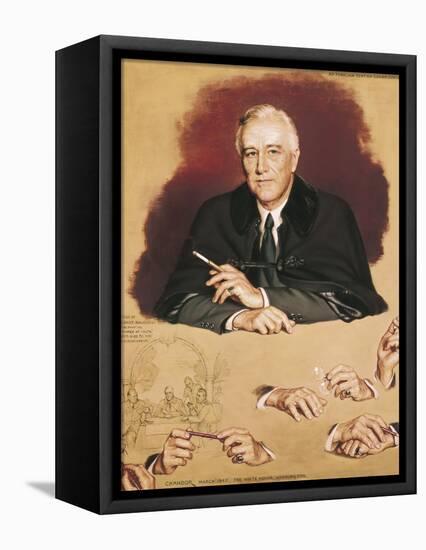 Study of Franklin Delano Roosevelt for the Painting "Big Three at Yalta"-Douglas Chandor-Framed Stretched Canvas