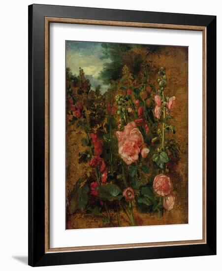 Study of Hollyhocks, C.1826 (Oil on Board)-John Constable-Framed Giclee Print