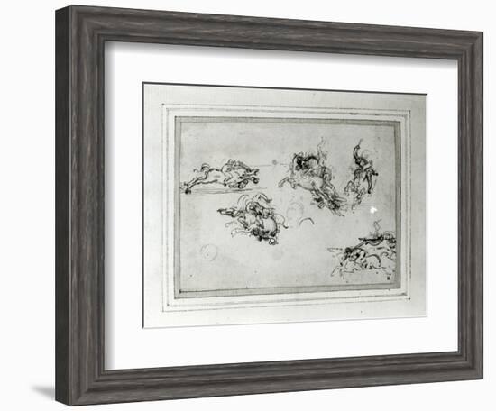 Study of Horsemen in Combat, 1503-4-Leonardo da Vinci-Framed Giclee Print