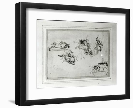 Study of Horsemen in Combat, 1503-4-Leonardo da Vinci-Framed Giclee Print