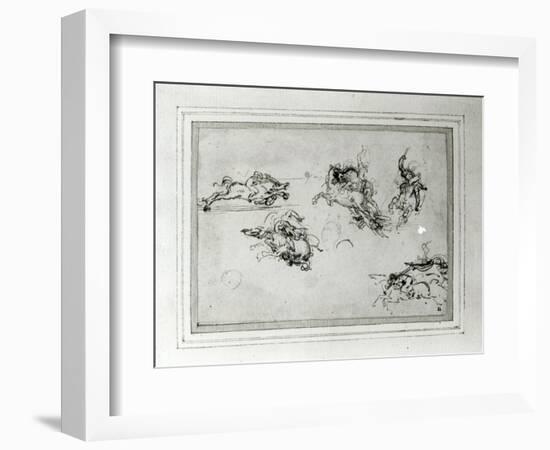 Study of Horsemen in Combat, 1503-4-Leonardo da Vinci-Framed Giclee Print