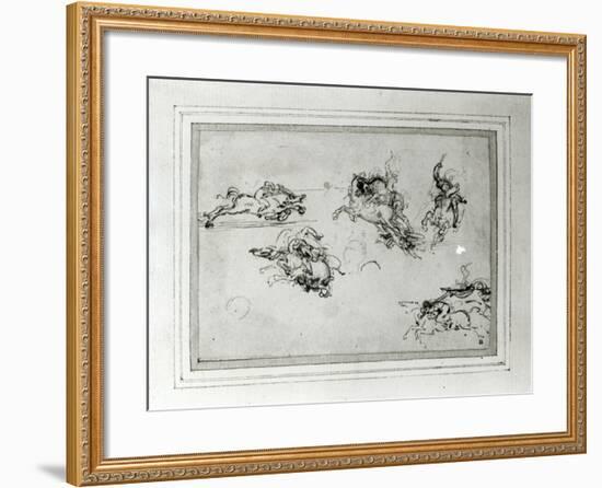 Study of Horsemen in Combat, 1503-4-Leonardo da Vinci-Framed Giclee Print