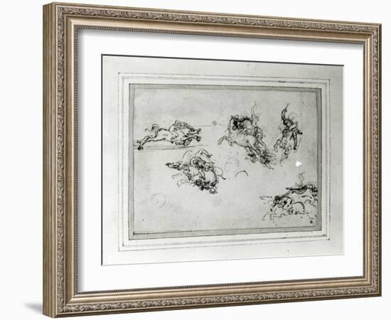 Study of Horsemen in Combat, 1503-4-Leonardo da Vinci-Framed Giclee Print