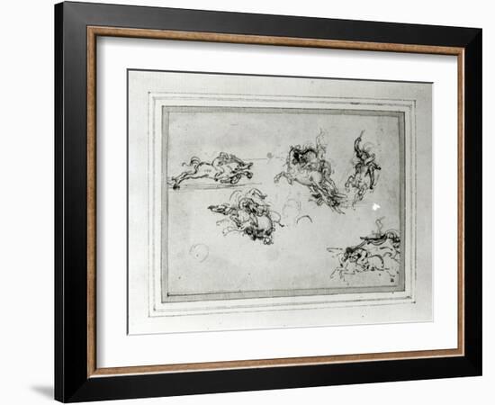 Study of Horsemen in Combat, 1503-4-Leonardo da Vinci-Framed Giclee Print