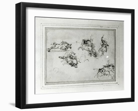 Study of Horsemen in Combat, 1503-4-Leonardo da Vinci-Framed Giclee Print