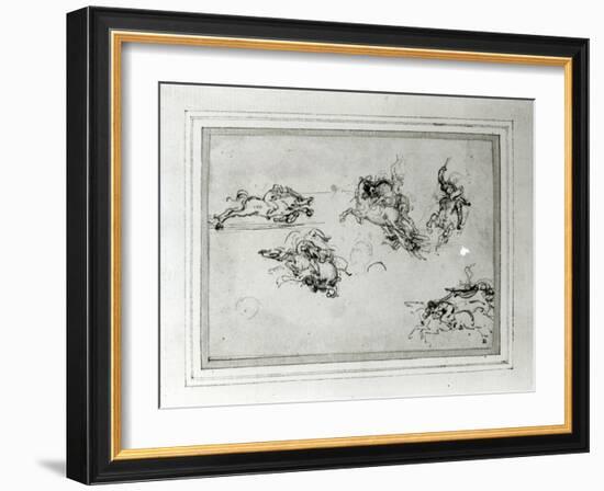 Study of Horsemen in Combat, 1503-4-Leonardo da Vinci-Framed Giclee Print