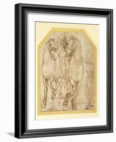 Study of Horses and Riders, C.1480-Leonardo da Vinci-Framed Giclee Print