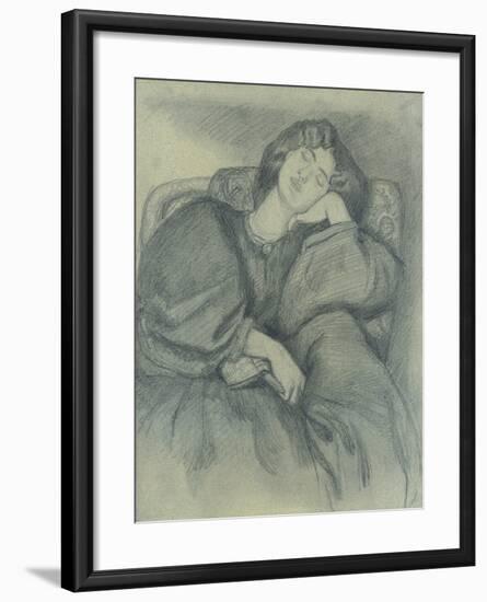 Study of Jane Morris Asleep in an Upholstered Armchair-Dante Gabriel Charles Rossetti-Framed Giclee Print