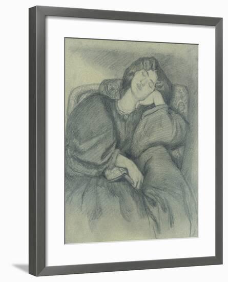 Study of Jane Morris Asleep in an Upholstered Armchair-Dante Gabriel Charles Rossetti-Framed Giclee Print